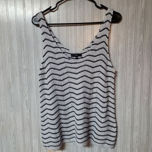 Fate Womens Black and Grey Stripe Knitted Tank Top Size S